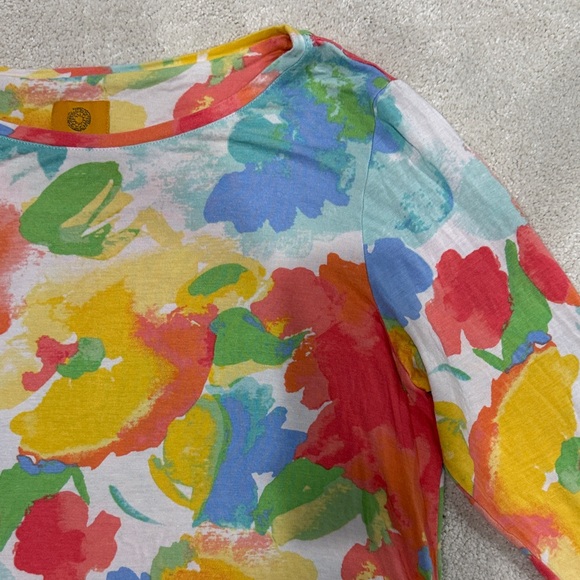 Ruby Rd. Colorful Floral Long Sleeve Top🍓🍋🫐🍊🥝🍑 - Picture 3 of 14